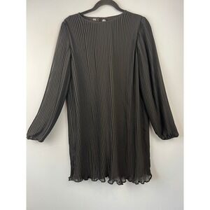 Black Pleated Long Sleeve Mini Dress Size‎ EU40/US M Evening Event LBD Cocktails